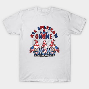 Patriotic 4th of July Funny Gnomes Gifts 4th of July  Patriotic Gnomes Funny American Flag USA T-Shirt